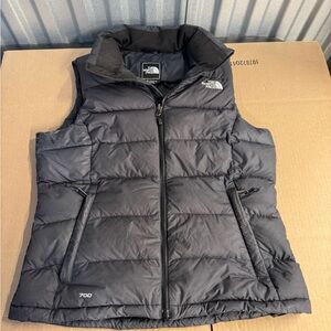 The North Face Puffer Vest Jacket Womens Large Black Nuptse 700 Goose Down Fill